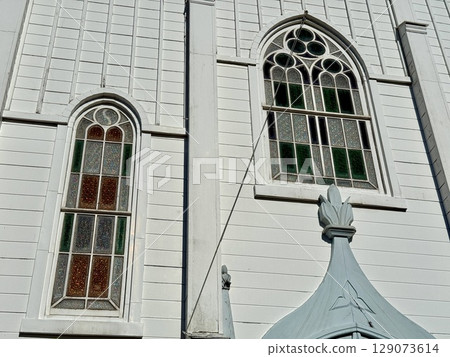Church and blue sky in the Goto Islands, Nagasaki Prefecture, Japan (World Heritage Site) 129073614