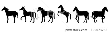 Horse silhouette material collection - simple and easy-to-use illustrations Horse silhouette material collection - simple and easy-to-use illustrations 129073785