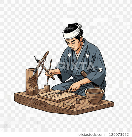 日本傳統工匠在工作 129073922
