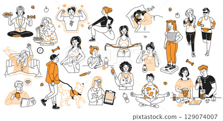 Healthy Lifestyle Activities Illustrated Collection 129074007