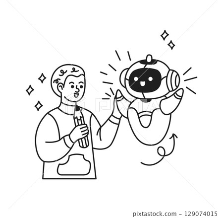 Human and Robot HighFive Friendly Interaction Human and Robot HighFive Friendly Interaction 129074015