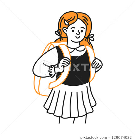 Illustration of Schoolgirl with Backpack Illustration of Schoolgirl with Backpack 129074022