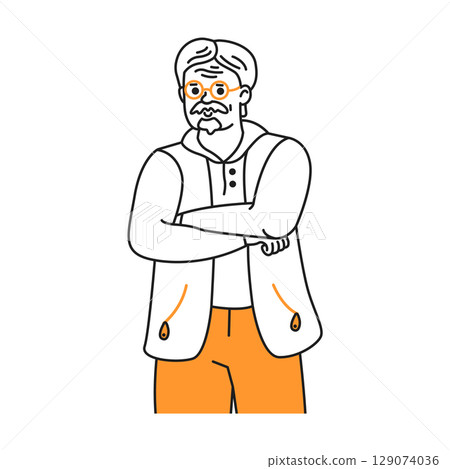 Senior Man in Casual Clothes with Glasses Senior Man in Casual Clothes with Glasses 129074036