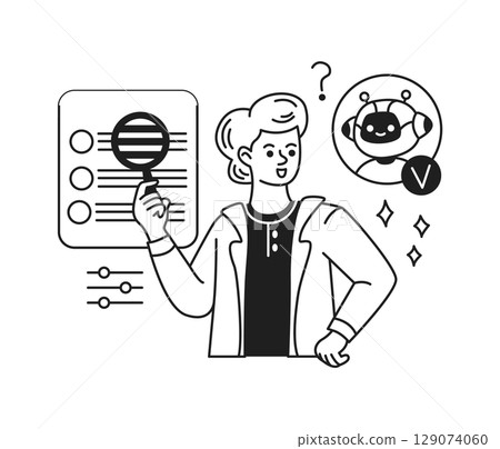 Person Analyzing Data with AI Assistance Person Analyzing Data with AI Assistance 129074060