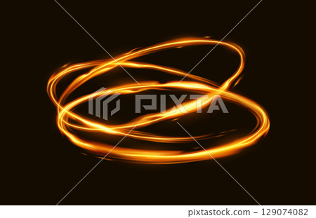 Glowing Orange Light Swirls on Dark Background 129074082