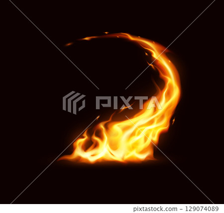 Dynamic Flame Illustration on Dark Background 129074089