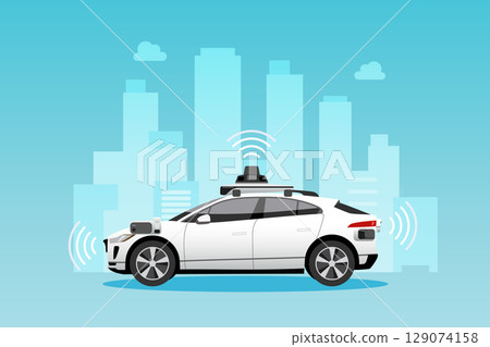Autonomous self-driving Automobile sensors Smart Car Driverless vehicle. Autonomous self-driving Automobile sensors Smart Car Driverless vehicle. 129074158