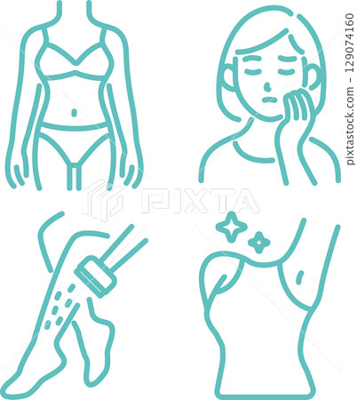 Icon Hair removal Hair Beauty Medical Person Woman Skin Medical Beauty Line drawing Illustration material Icon Hair removal Hair Beauty Medical Person Woman Skin Medical Beauty Line drawing Illustration material 129074160