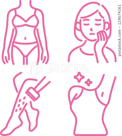 圖示 除毛 頭髮 美容 醫療 人 女人 皮膚 醫療美容 線條畫 插圖素材 129074161