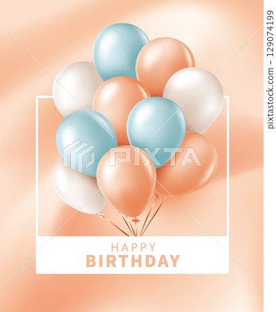 一束粉橙色藍白色空氣球，生日，情人節，母親節，婦女節，節日，教派，紀念日-hiro公告報告材料表 129074199
