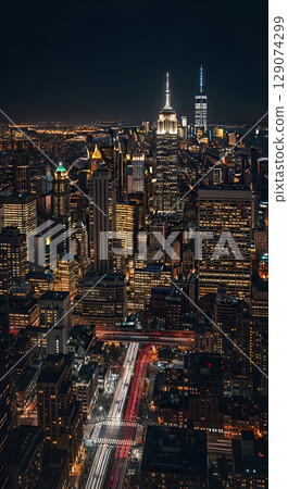 從鎖上看市中心的夜景 129074299