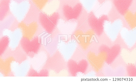 Pastel heart pattern background - cute pink pattern 129074310