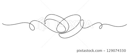 one line drawing wedding rings decorative art 129074330