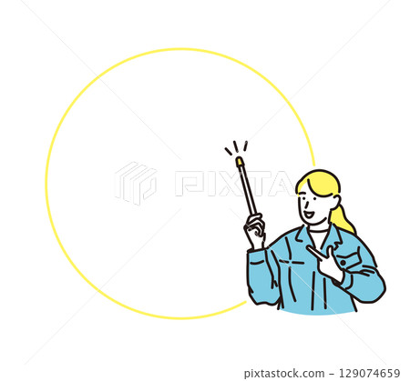 女工用指點桿解釋的簡單插圖 129074659