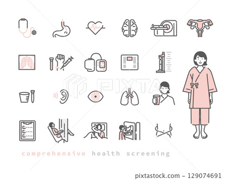 女性健康檢查圖像圖示集的簡單說明 129074691