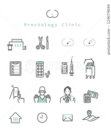 Simple illustration of proctology image icon set Simple illustration of proctology image icon set 129074694