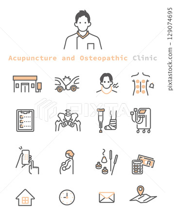 Simple illustration of acupuncture and osteopathic clinic image icon set 129074695