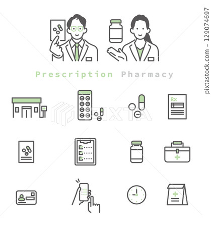 Simple illustration pharmacy image icon set 129074697