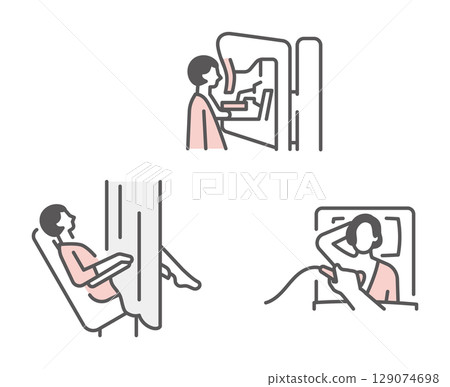 Simple illustration of women's health checkup image icon set 129074698