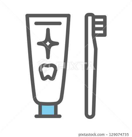 牙刷和牙膏圖像圖示的簡單說明 129074735