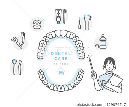 Simple illustration dental care image icon set Simple illustration dental care image icon set 129074747