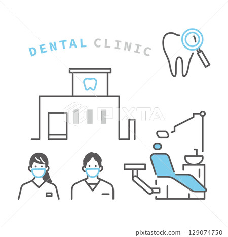 Simple illustration dentist image icon set 129074750