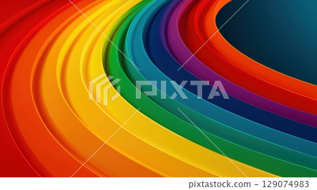 LGBTQ and diversity concept, Colorful curved lines forming a vibrant rainbow pattern. 129074983
