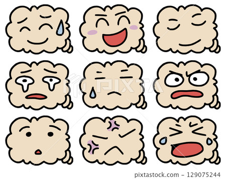 Hand-drawn style speech bubble pop illustration set: Cloud type 3 129075244