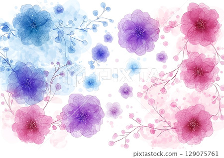 Delicate Floral Pattern with Soft Colors and Translucent Petals for Decorative Design 129075761