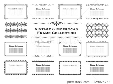 Set of 9 black vintage frames and Moroccan ornaments Set of 9 black vintage frames and Moroccan ornaments 129075768