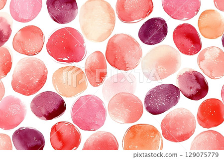Vibrant Watercolor Dots in Shades of Pink and Purple for Colorful Background Design 129075779