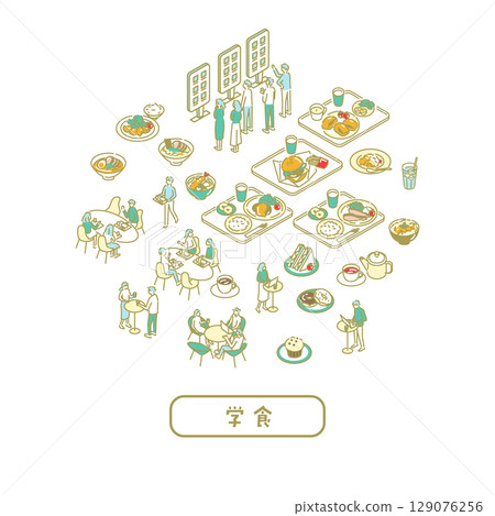 學生餐廳/教師插畫 學生餐廳/教師插畫 129076256
