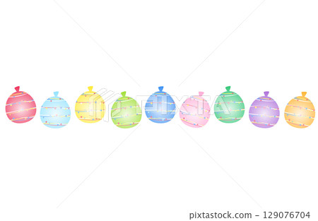 Fluffy water balloons, lines, colorful 129076704