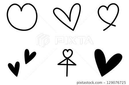 一個簡單的心形材料，以筆狀風格設置 129076725