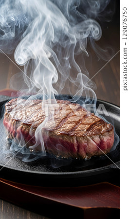 Grilled steak with iron plate 129076750