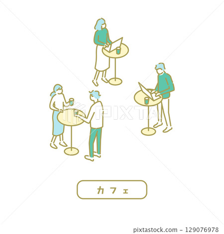 學生食堂/簡易咖啡館插畫 129076978