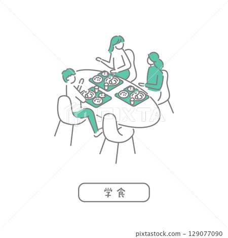 簡單的學生食堂插圖集 129077090