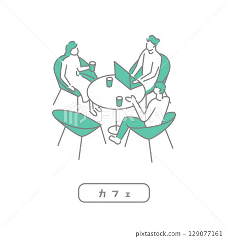 學生食堂/簡易咖啡館插畫 129077161