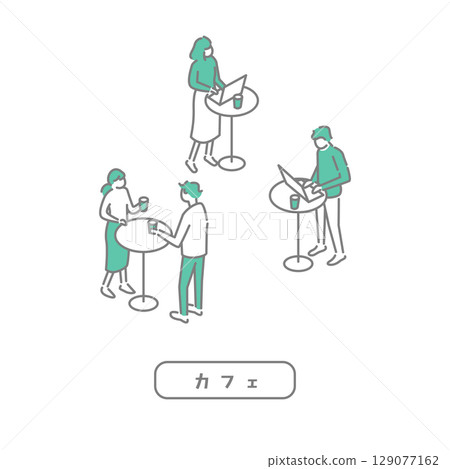 學生食堂/簡易咖啡館插圖集 129077162