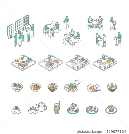 Student cafeteria / Illustration material of various dishes 129077164