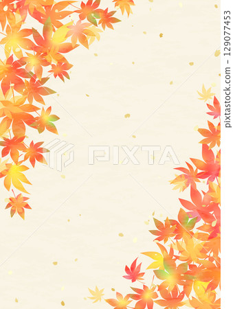 日本紙風格的美麗漸層秋葉框架 129077453