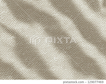 Realistic linen texture. Natural beige background with woven fabric details. 129077469