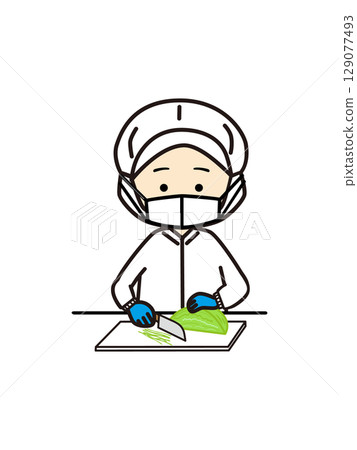 A cook cutting cabbage 129077493