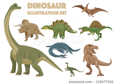 簡單的恐龍插圖集 129077508