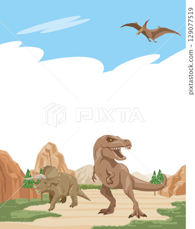 逼真的恐龍插圖框架 129077519