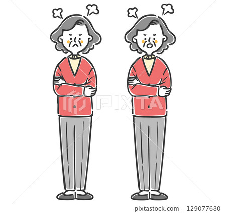 Angry senior woman whole body vector 129077680