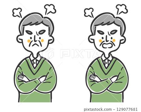 憤怒的老人上半身向量 憤怒的老人上半身向量 129077681