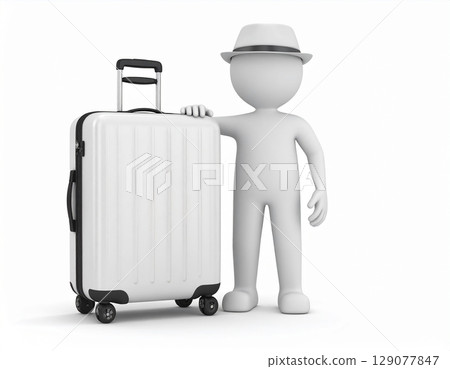 3D person suitcase generation AI 129077847