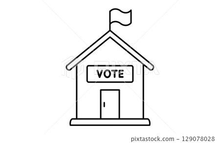 象徵投票站的簡單圖標 129078028