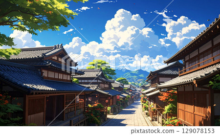 Japan landscape generation AI background Japan landscape generation AI background 129078153